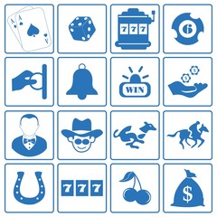 Gambling Icon Set Silhouette Blue 2