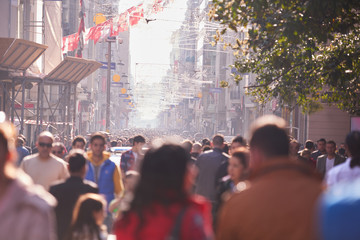 people crowd walking on street