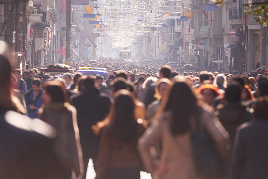 People Crowd Walking On Street