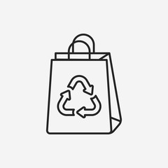 Environmental protection concept recycled shopping bag line icon