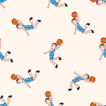basketball player cartoon , cartoon seamless pattern background