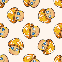 mushroom cartoon , cartoon seamless pattern background