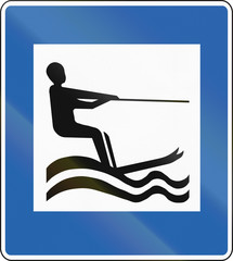 Icelandic service road sign - Water Skiing