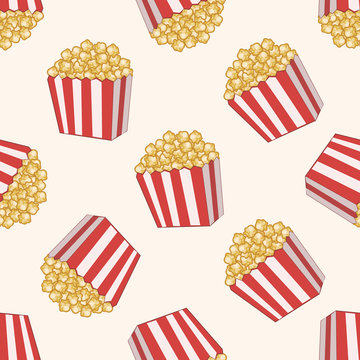 Pop Corn , Cartoon Seamless Pattern Background