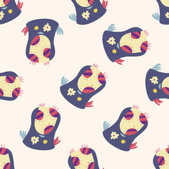 owl cartoon , cartoon seamless pattern background