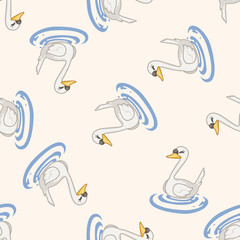 bird swan cartoon , cartoon seamless pattern background