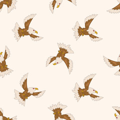 bird eagle cartoon , cartoon seamless pattern background