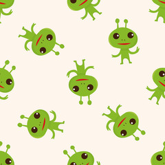 Space alien , cartoon seamless pattern background