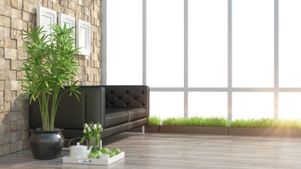 Render modern interior with sofa