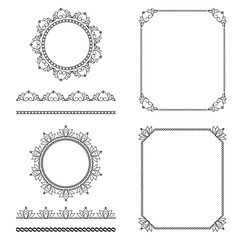 pattern brushes set 2, vector decorative elements. Stripe seamless ornamental borders.