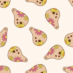 music bamboo flute , cartoon seamless pattern background