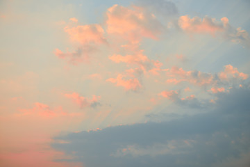 Naklejka na ściany i meble sunset sky with clouds and golden light