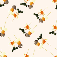 japanese food theme BBQ , cartoon seamless pattern background