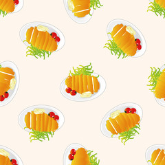 japanese food theme Pork cutlet , cartoon seamless pattern background