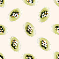 japanese food theme sushi , cartoon seamless pattern background