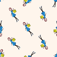 shopping girl , cartoon seamless pattern background