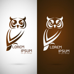Vector image of an owl design on white background and brown back