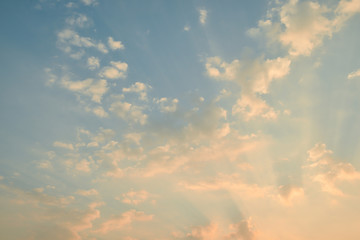 Naklejka na ściany i meble sunset sky with clouds and golden light