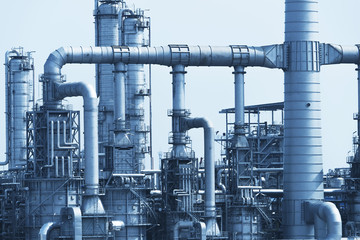 gas processing factory. landscape with gas and oil industry