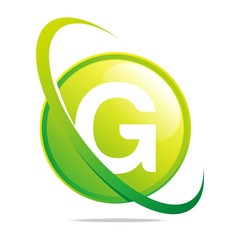 Logo globe letter G green abstract vector