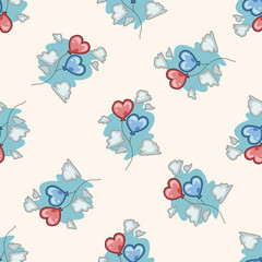 Fototapeta na wymiar Valentine's Day balloons , cartoon seamless pattern background