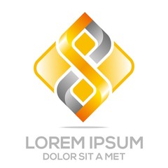 Logo infinity gold and silver vector icon