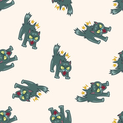 cat , cartoon seamless pattern background