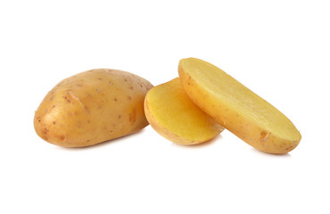 closeup fresh potato on white background