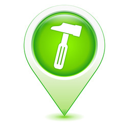 marteau sur marqueur géolocalisation vert