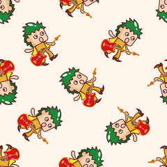 Obraz premium band member guitar player , cartoon seamless pattern background