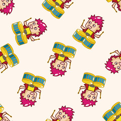 band member drummer , cartoon seamless pattern background