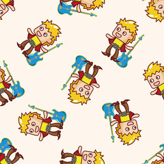 band member guitar player , cartoon seamless pattern background