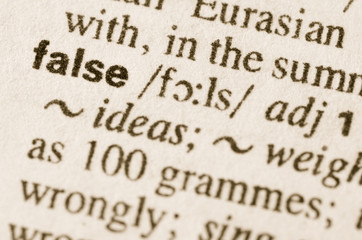 Obraz premium Dictionary definition of word false
