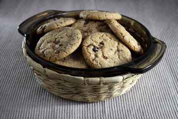 Berry cookies in glass plate
