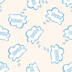 message word ouch , cartoon seamless pattern background