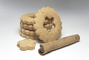 Group of shaped gingerbread cookies with cinnamon