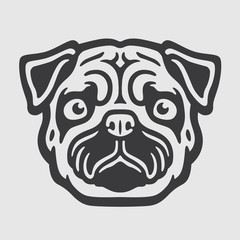 Mops Head Logo Mascot Emblem