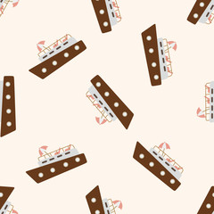Transportation boat , cartoon seamless pattern background