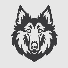 Collie Rough Head Logo Mascot Emblem