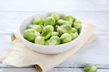 Green brussels sprouts on a plate