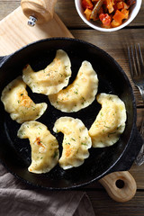 Dumplings in a pan
