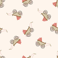 Baby carriages , cartoon seamless pattern background