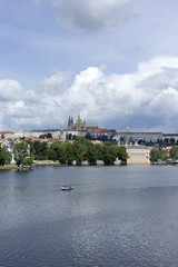 Obraz premium Spring Prague gothic Castle above River Vltava, Czech Republic