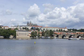 Spring Prague gothic Castle with the Charles Bridge