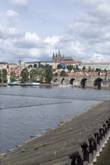 Spring Prague gothic Castle with the Charles Bridge