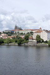 Fototapeta na wymiar Spring Prague gothic Castle above River Vltava, Czech Republic