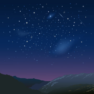 Night starry  sky over the mountains