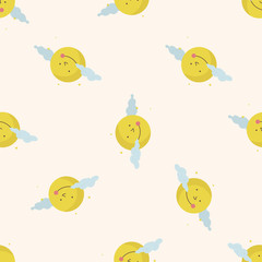 weather sunny day , cartoon seamless pattern background
