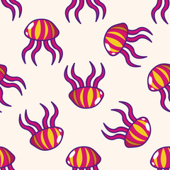 jellyfish , cartoon seamless pattern background