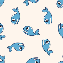 Whale , cartoon seamless pattern background